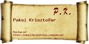 Paksi Krisztofer névjegykártya